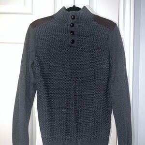 RW&CO. Charcoal Turtleneck Sweater with Button Detail
